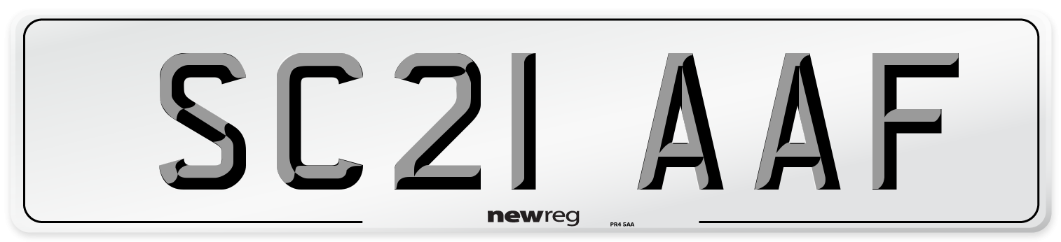 SC21 AAF Number Plate from New Reg